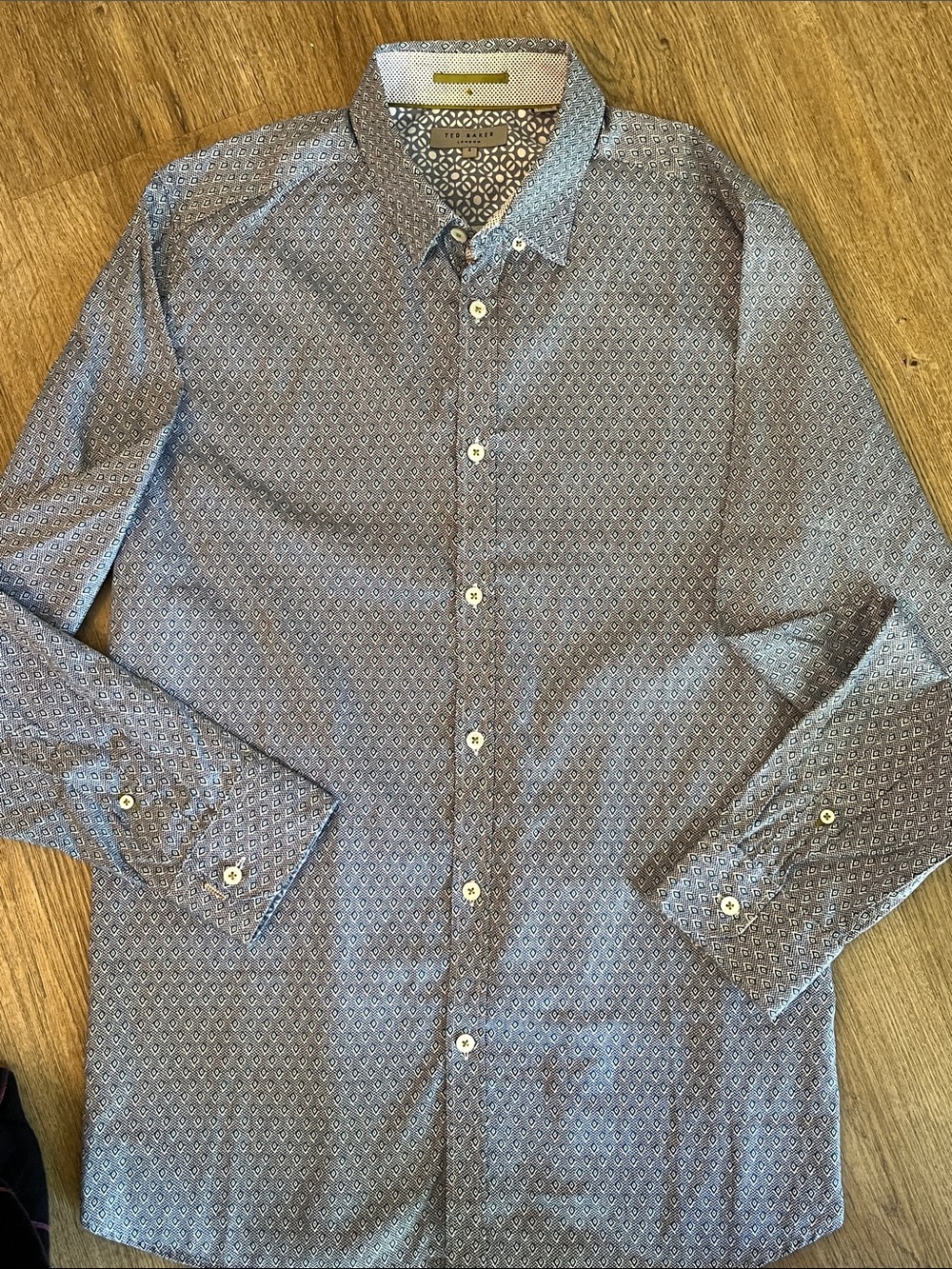 Ted Baker Men's Navy Blue Micro-Print Button-Down Shirt size 4
